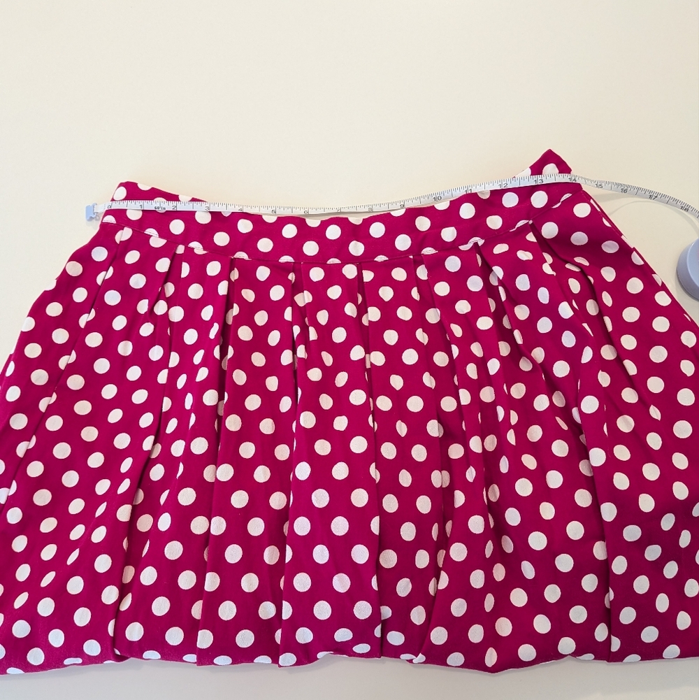 Grace Karin Pink Polka Dot Pleated A-Line Skirt Retro Rockabilly Magenta Large - Picture 6 of 7